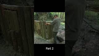 A cozy log cabin for survival under an upturned root. Bushcraft dugout PArt  2