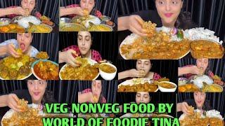 ASMR WORLD OF FOODIE TINA DIFFERENT TYPES OF VEG NONVEG FOOD || BIG BITES REAL MOUTH WATERING VIDEOS