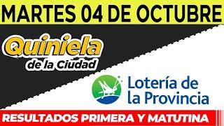 Quinielas Primera y matutina de La Ciudad y Buenos Aires, Martes 4 de Octubre