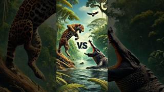 Jaguar vs Crocodile: The Ultimate Showdown in the Amazon  #animals #wildlife #shorts