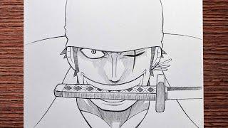 Anime drawing | how to draw Zoro step-by-step easy | One Piece art