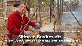 Winter Bushcraft: Walnut-Dyed Canvas Shelter and Solo Trekking Tips | Camping | Outdoor Survival