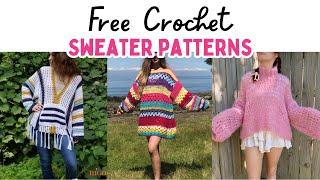 25 FREE Crochet Sweater Patterns | Easy Crochet Pullover Patterns #crochet #crochetsweater