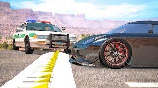 Police Spike Strip Crashes with Automation Cars - Beamng drive | SpeedRoll