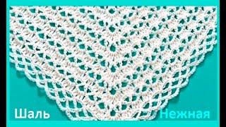 Шаль "НЕЖНАЯ " , узор для БАКТУСА   крючком ,  crochet shawl , вязание КРЮЧКОМ  (шаль № 434)