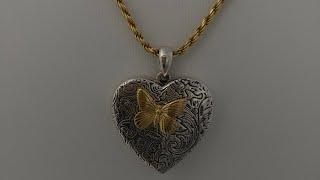 "Butterfly affection" Heart shape Locket Pendant from Sterling Silver