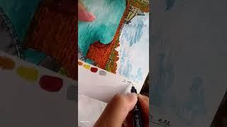 EASY WATERCOLOR PAINTING FULL VIDEO ON DESC #painting #watercolor #art #shorts #youtubeshorts