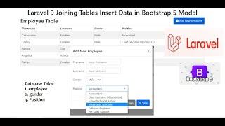 Laravel 9 Joining Tables Insert Data in Bootstrap 5 Modal