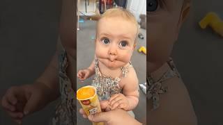 Baby: This is so delicious.#youtube #baby #funny #fyp #lol #kid #hahaha #cute