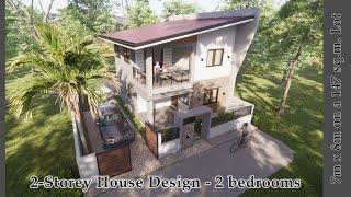 2 Storey House Design - 7x8m 2 bedroom on 147sq.m. Lot - simple house design