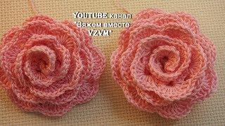 Как связать розочку крючком  Объемные цветы крючком Урок 75  Surround the flower is crocheted