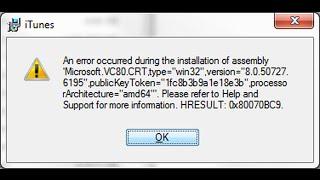 An error occurred during installation of assembly - fix
