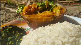 Vage food,pure Indian vage food, vage food with rice curry & vegitable, pure vage village food item