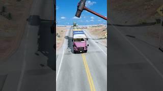 Car Bus & truck vs massive bollard & hammer #automobile #shorts #beamngdrive
