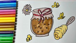 Draw and Color a Honey Bee Jar | Drawing for Kids | Drawing for Toddlers