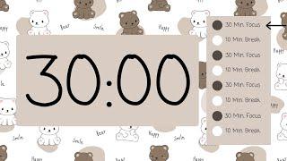 ⏳ 30/10 Pomodoro Timer – Simple Beeps  | Focus Hard & Take a Break! 