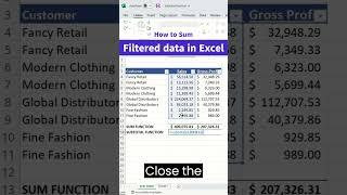 How to sum filtered data in Excel