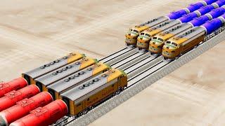 Impossible Rail Crossing Four Vs Four Train- BeamNg.Drive