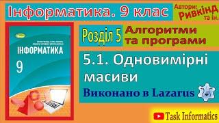 5.1. Одновимірні масиви (Lazarus) | 9 клас | Ривкінд