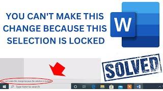 You can't make this change because this selection is locked: Microsoft Office Error Fixed!