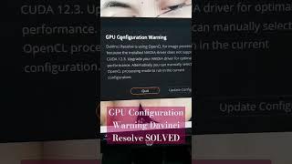 GPU Configuration Warning DaVinci Reslove 19 SOLVED #davinciresolve #shorts