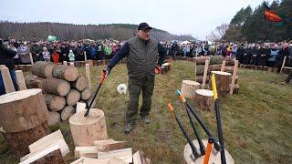 Лукашенко: Запоминайте, девчонки, чтобы замуж не выходили абы за кого! / Чемпионат по колке дров