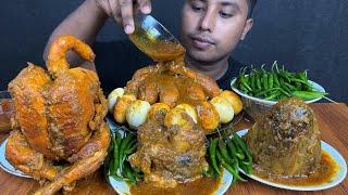 EATING WHOLE CHICKEN CURRY ,MUTTON CURRY ,CHICKEN LEG PIECE CURRY ,EGGS & CHILLIS | ASMR MUKBANG