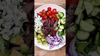 Hanger steak salad with balsamic vinaigrette.  #easysaladrecipes #steaksalad #saladrecipes