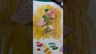 Pineberries with Vintage Watercolor Palette #stilllifeart #watercolorpainting #strawberries