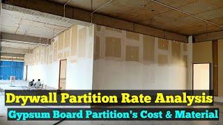 Gypsum Board Wall  Installation and Cost - Rate Analysis for Partition With Material Details & Price