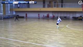 goal by the goalkeeper in futsal. Minsk, Belarus