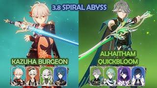 C0 Kazuha Burgeon & C0 Alhaitham Hyperbloom - Spiral Abyss 3.8 - Genshin Impact