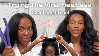 STYLING MY HAIR | TRYING THE VIRAL HEATLESS CURL METHOD ON MY STRAIGHT NATURAL HAIR