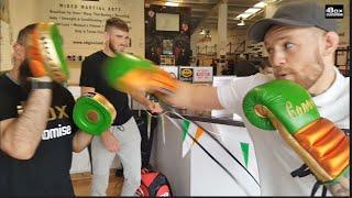 'THE NOTORIOUS MMA' CONOR McGREGOR TRIES OUT HIS LATEST PAIR OF {BOXING} GLOVES FROM iBOX CUSTOMISE