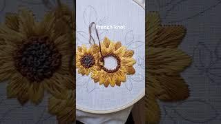 French knot sunflower embroidery #stitch #art #embroidery #handmade #handembroidery #craft #needle