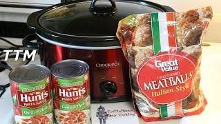 Spaghetti and Meatballs in the Crock Pot Slow Cooker~Walmart Italian Style Meatballs Review