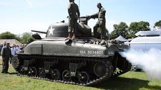 Sherman M4A1 start up and parade (70th D-Day Anniversary)