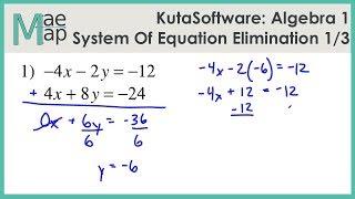 KutaSoftware: Algebra 1- System Of Equations Elimination Part 1