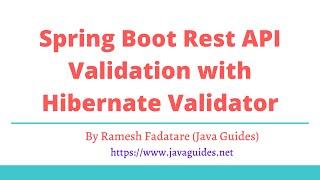 Spring Boot Rest API Validation with Hibernate Validator