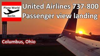 United Airlines Boeing 737-800 Sunrise Passenger View Landing at John Glenn Columbus Intl Airport