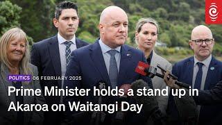 Prime Minister holds a stand up in Akaroa on Waitangi Day | 06 February 2025 | RNZ