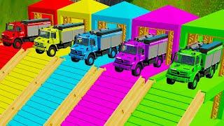 DELIVRY & TRANSPORTING FIVE COLOR SCHLINGMANN FIRE TRUCKS, SCHLINGMANN RESCUE TRUCK, TRUCK - FS 22