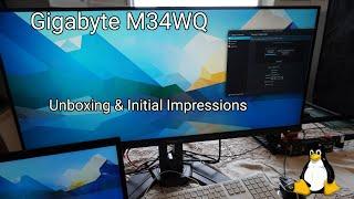 Gigabyte M34WQ 34" 1440p Ultrawide Gaming Monitor Unboxing for Linux