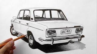 3д рисунок на бумаге ВАЗ 2103 (3D picture VAZ 2103)