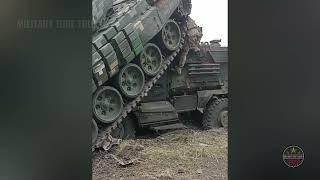 Ukrainian T 72B3 tank crashes into American MRAP MaxxPro