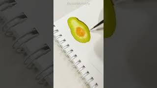 AVOCADO  WATERCOLOR PAINTING EASY #painting #doodle #watercolor #easy  #tutorial #shorts