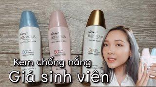 Review Kem Chống Nắng Giá Rẻ | Skin Aqua Clear White - Acne Clear Milk - Silky White Gel | Con Thỏ