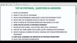 Postman Tool Interview Questions & Answers