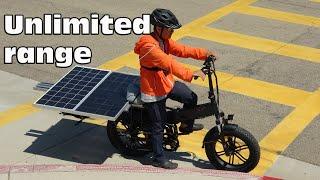 DIY: Make a solar powered E-bike by mounting 2 solar panels on the rear rack