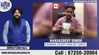 Within 7 Days, Harjasdeep Singh Dream of Getting Canada Study Visa has Fulfilled.